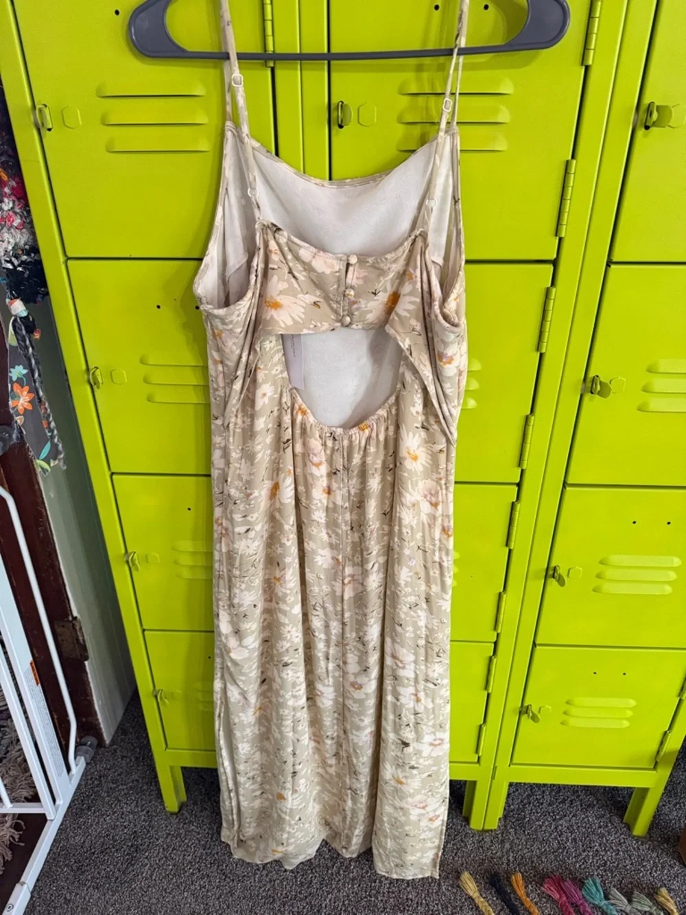 American Eagle Outfitters Olive Floral Slip Maxi Dress - Picture 3 of 5